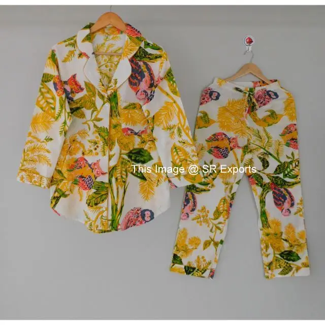 Casual bridesmaid sleepwear set nightsuit dress summer night wear dress women shirts pajamas dress bohemian cotton matching sets