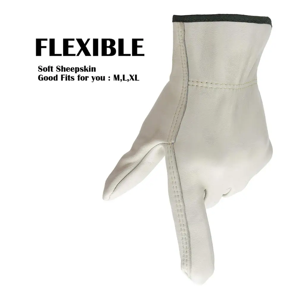 Leather Garden Gloves Flex Grip Soft Sheepskin Gardening Glove Elastic Wrist for Men and Women