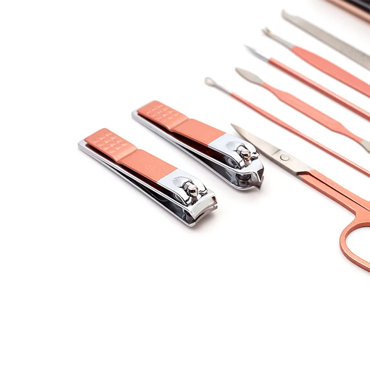Manicure Set, 8 In 1 Professional Pedicure Kit Nail Scissors Grooming Kit with Pink Leather Travel Case