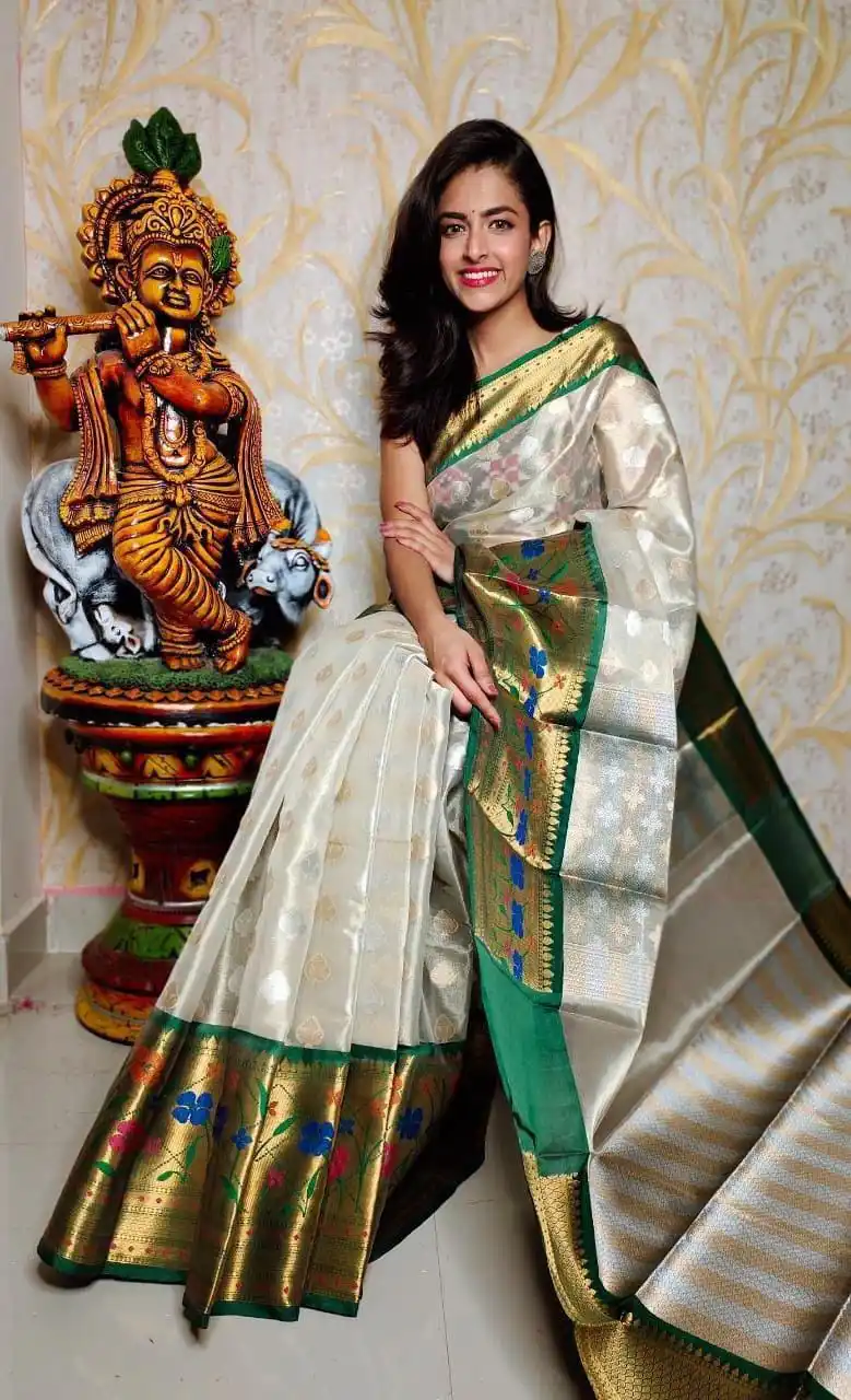 Banarasi Tissue Zari border fancy saree