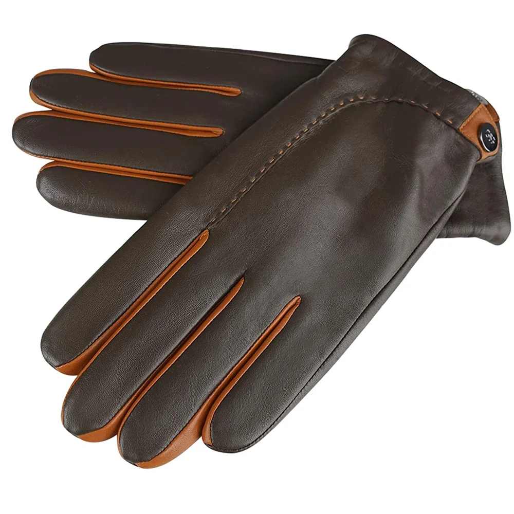 Оптовая продажа, лучшее качество, стильные зимние сохраняющие тепло мужские кожаные перчатки, высококачественные защитные перчатки для вождения