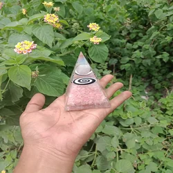 Rose Quartz Orgone Pyramid With Small Sphere Ball  Export Quality Orgone Pyramid Buy from Orgone Export