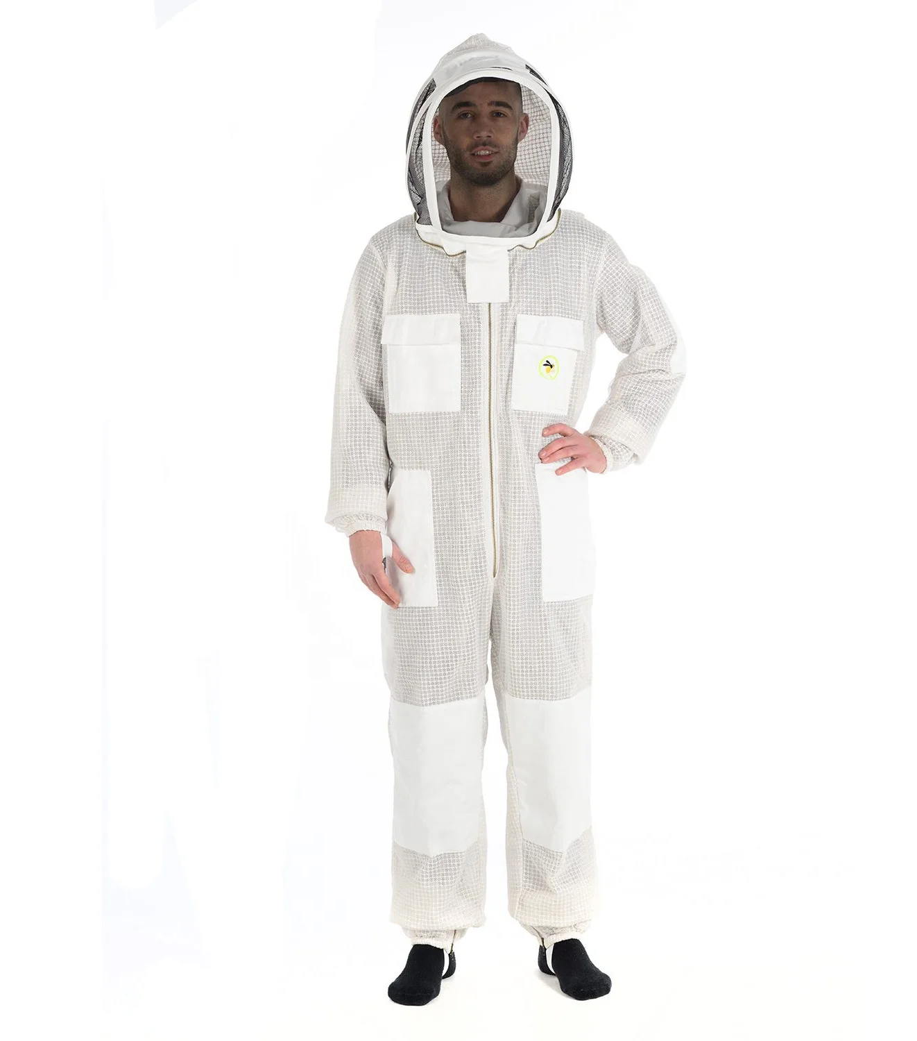 Beekeeper 3 Layer Cotton Fancing Veil Zipper Bee Protective Clothing Jumpsuit for Beekeeper Bee Protective Clothing Suit