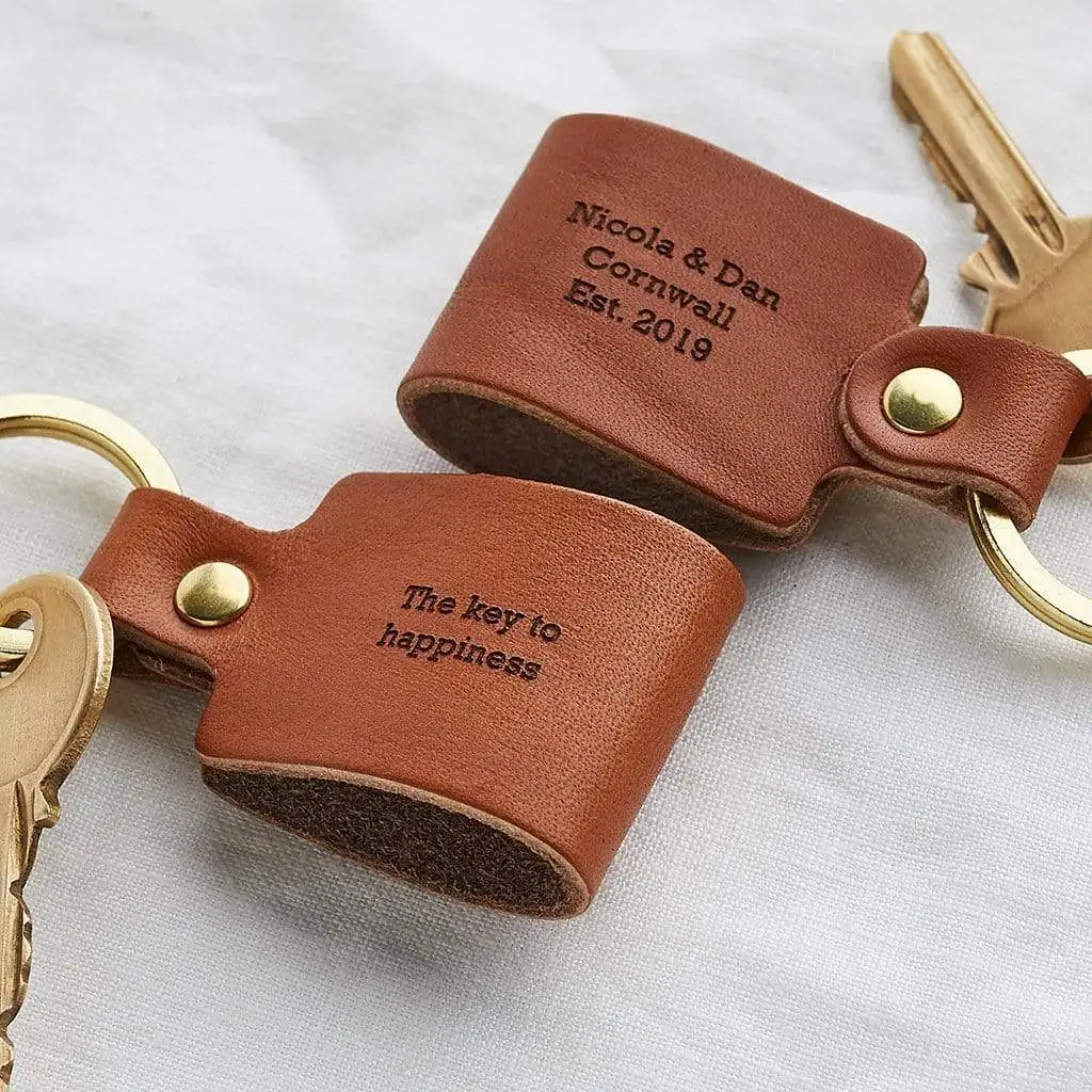 
Genuine Leather folded keychain or key holder custom embossing 