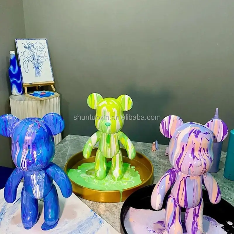 Abstract painting Creative Gift DIY Fashion Violent Bear Fluid Painting New Fluid Painting Popobe Bear For Kids Art Decor Birth
