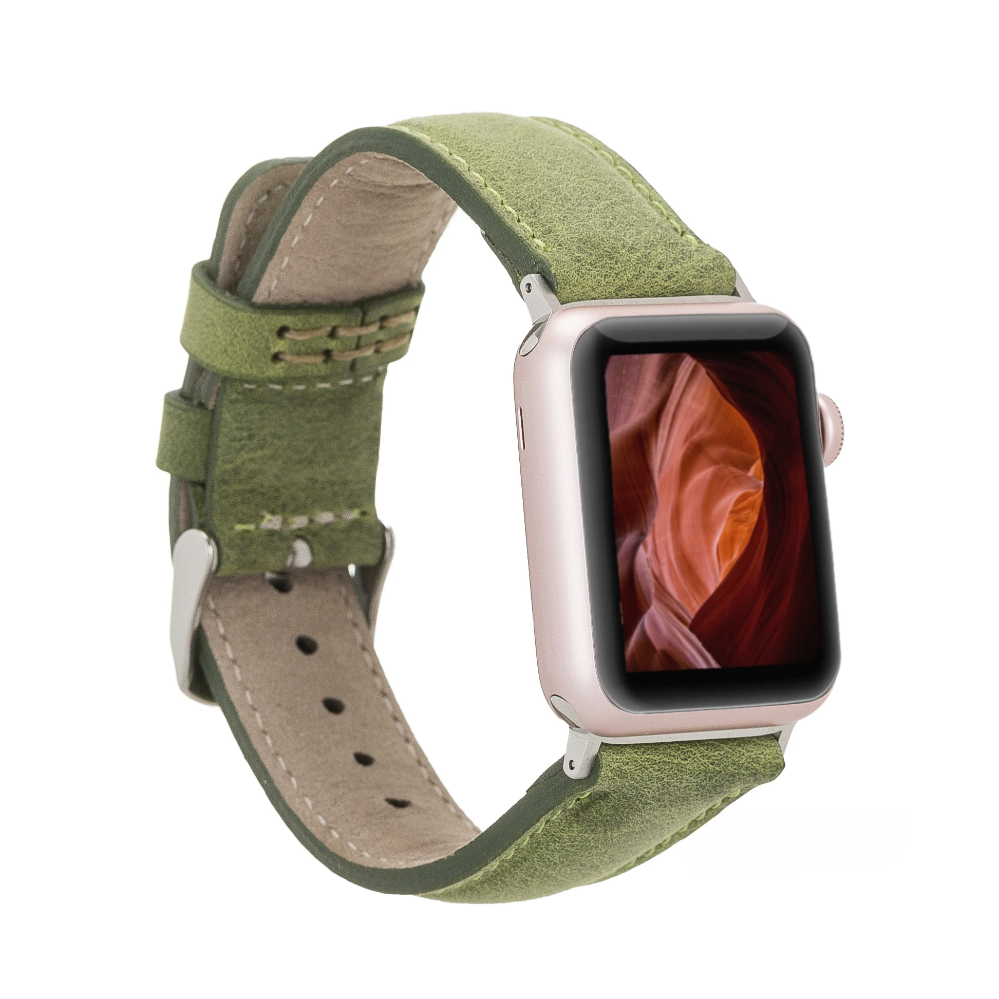 Genuine Handmade Leather Classic Model Watcband Strap for iWatch 1, 2, 3, 4, 5, 6, 7 Series Compatible with 38 40 41 42 44 45 mm