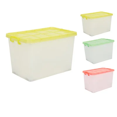 Multipurpose Space saving Plastic Transparent Iconic Storage Box With Wheel Container Storage box With Lid W480 x D310 x H300 mm