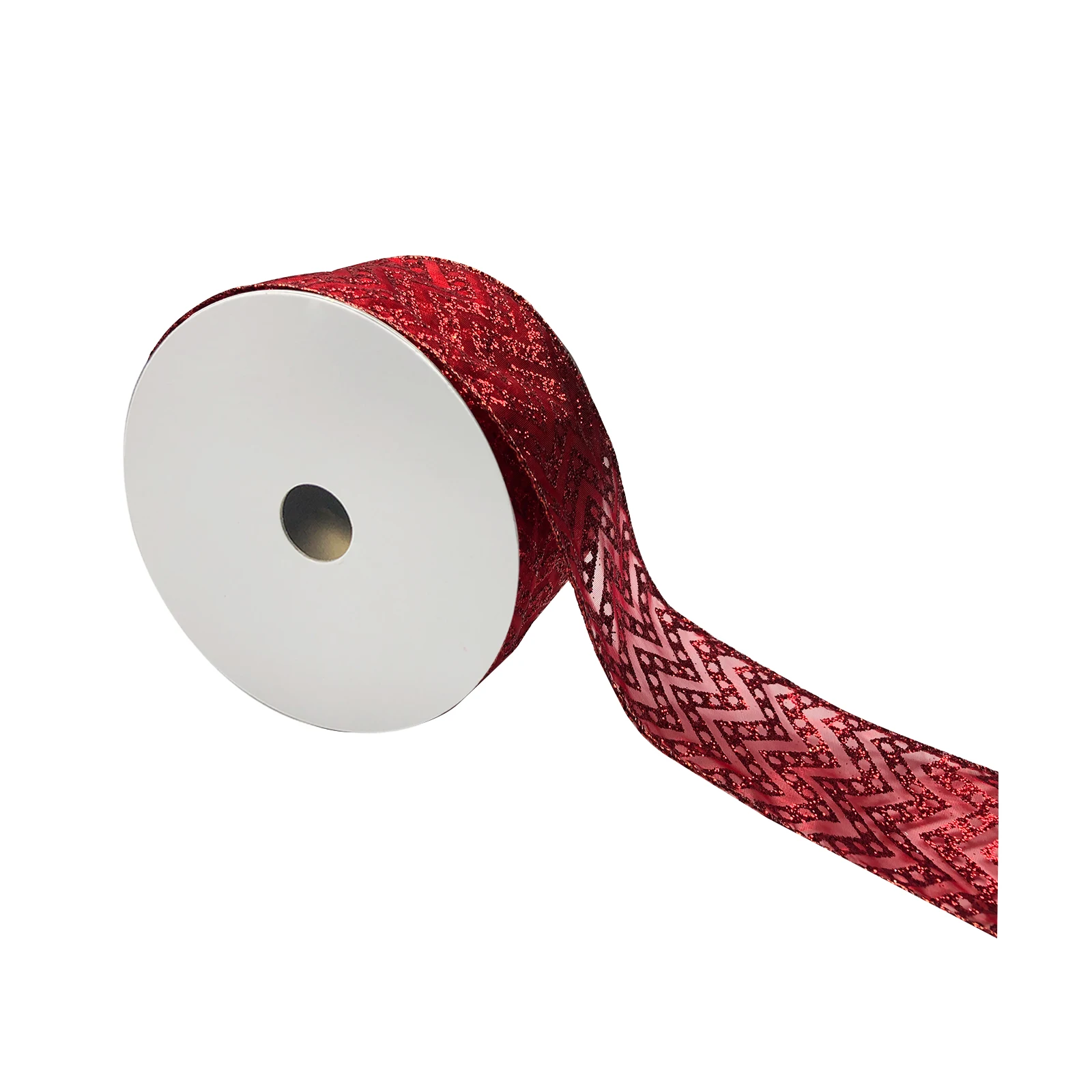 Рождественский декоративный зигзаг с блестками в горошек, лента 2,5 дюйма