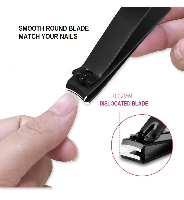 black stainless steel nail clipper nail file in paper case for men and girls