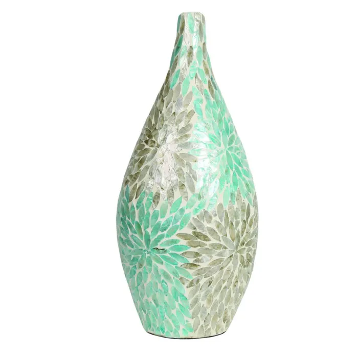 Flora set vase decor mother of pearl inlay flower vases brown capiz shell vase high quality wholesale