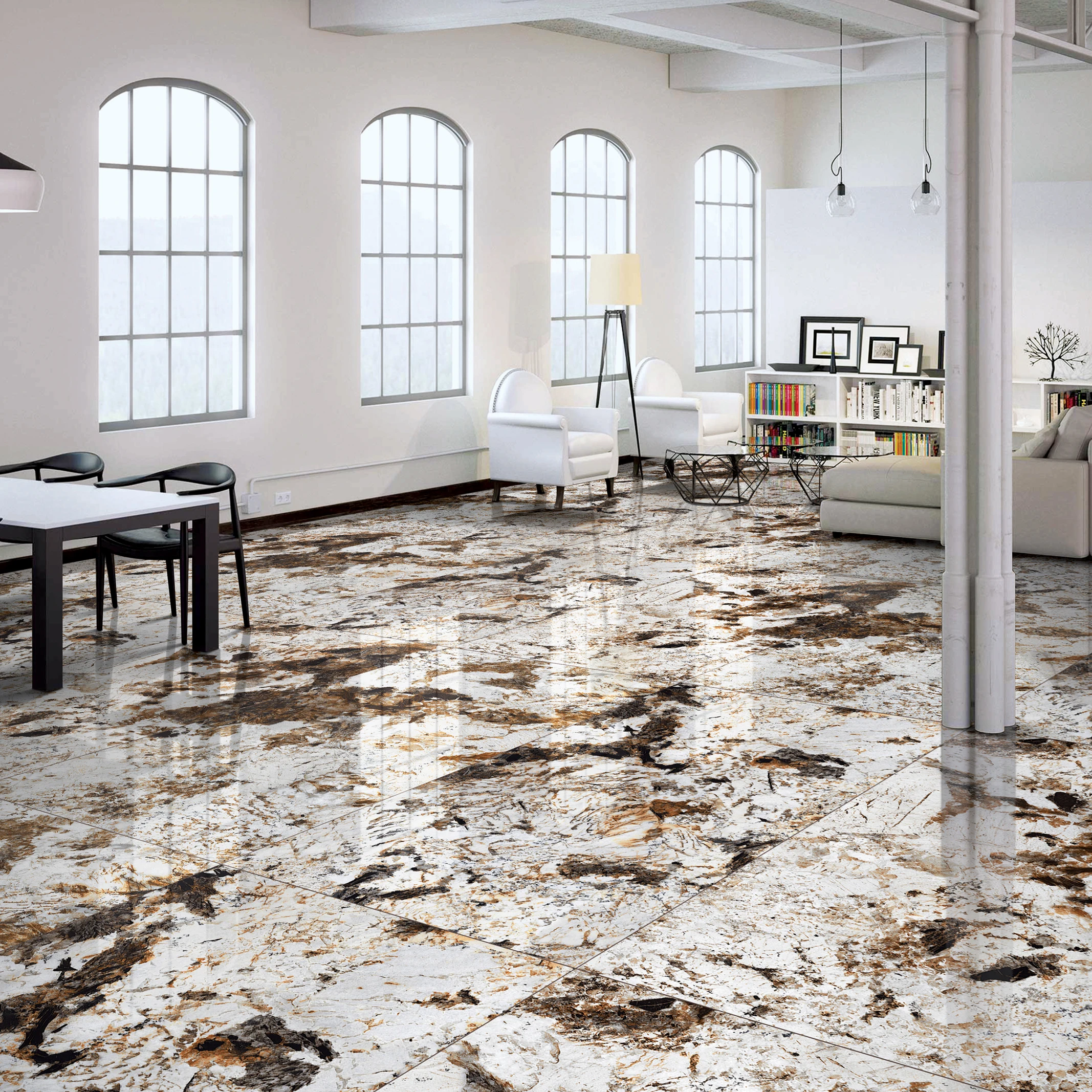 Бразильская мраморная фарфоровая плитка для ванной комнаты с высокой глянцевой поверхностью 800x1600 мм