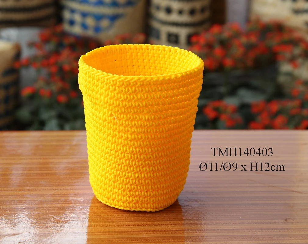 
Handmade Taupe Poly Propylene Crochet Basket Crochet Storage Basket 