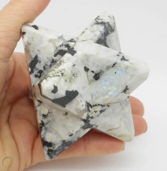 Wholesale natural crystal rainbow moonstone merkaba star:crystal healing stone :gemstone merkaba star  buy from Taiba agate