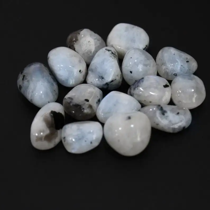 WHITE RAINBOW MOONSTONE POLISHED CRYSTAL TUMBLED STONES/ NEW FLASHY MOONSTONE TUMBLE / RAINBOW MOONSTONE TUMBLES WITH FIRE FLASH