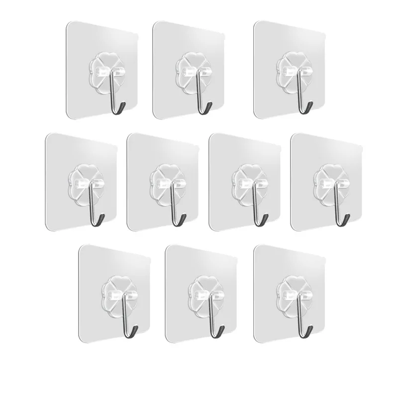 Cheapest Waterproof Transparents Sticky Hooks for Bathroom Self Adhesive Door Wall Hook Hanger Suction Kitchen Storage Garla