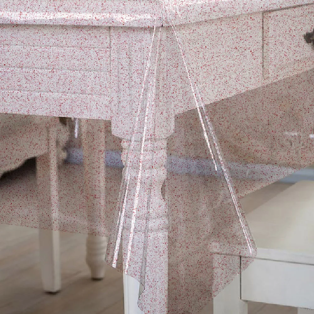 
Waterproof Transparent Glitter PVC Sheet Plastic Film Soft Tablecloth Roll Red Glitter 