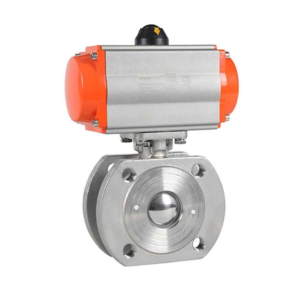 PN16 Stainless Steel WCB Italy Ultra Thin Short Type Pneumatic Rotary Actuator Operated Wafer Type Ball Valve