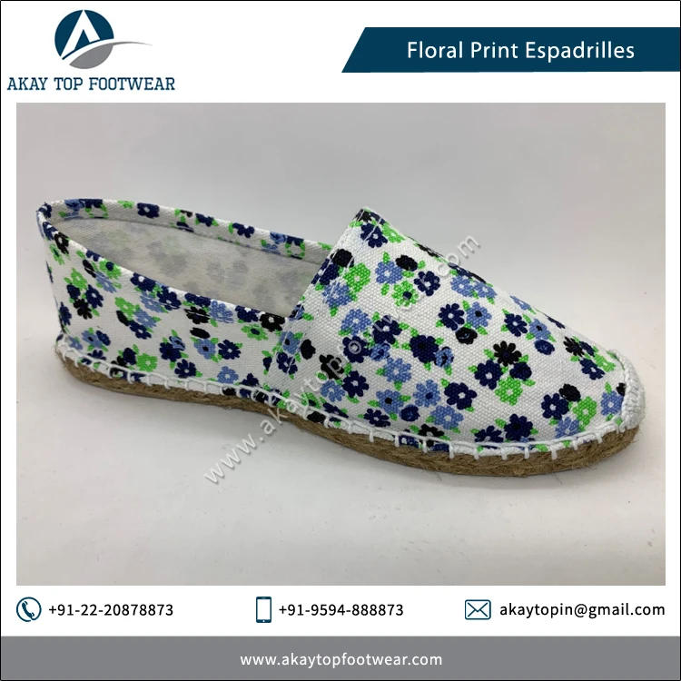 Espadrilles Best Wholesale Deal on Floral Print Solid Color Traditional Espadrilles Flat Shoes