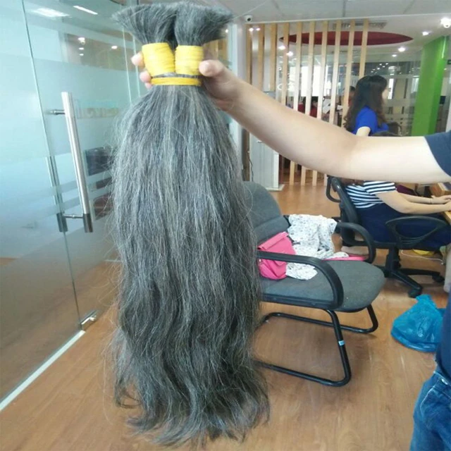 Vietnamese Bulk Grey Hair Double Drawn Hair Extensions Human Hair Direct Vietnam Supplier