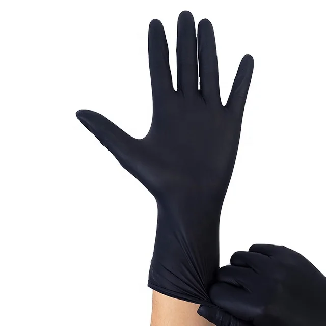Heavy Duty Black Powder Free Disposable Large -100 Pack -Cle Mittens Nitrile Gloves For Medical