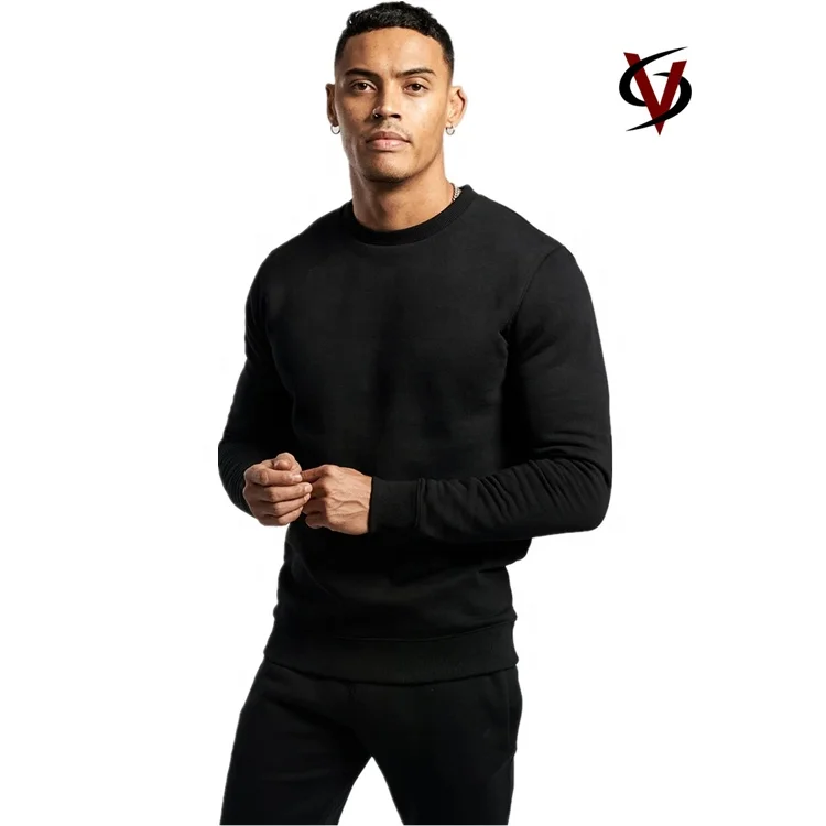 2021 Plain Sweatshirt Sets Slim Fit 100% Cotton French Terry Joggers Tracksuit for Men