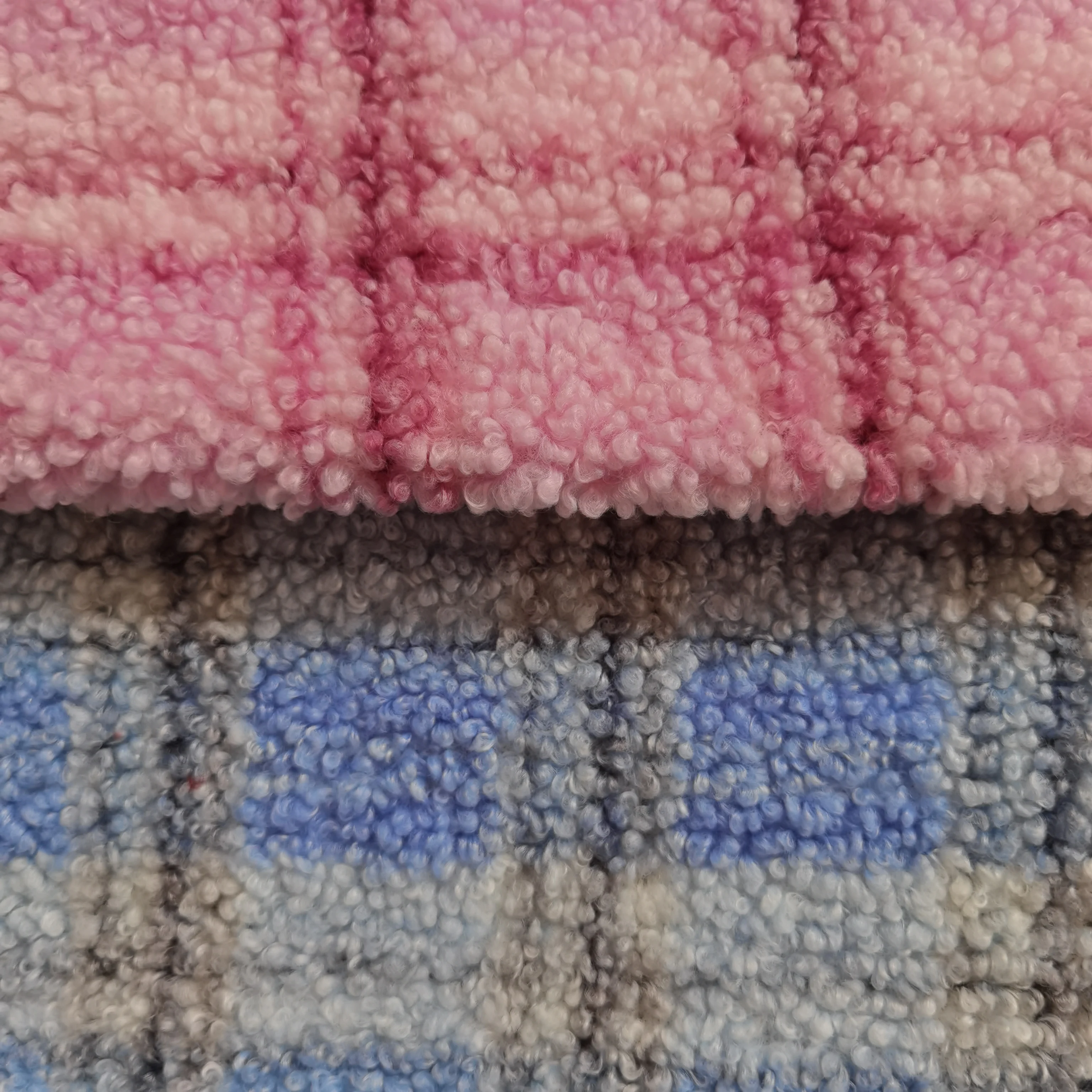 
Granular velvet double side Teddy pineapple grid melange micro polar printing jacquard patterned fleece soft pink velvet fabric 