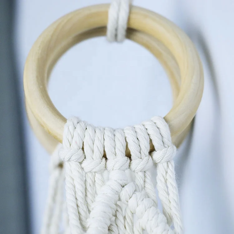 double shelf  macrame wooden  floating shelf plant pot hanger rope plant hanger