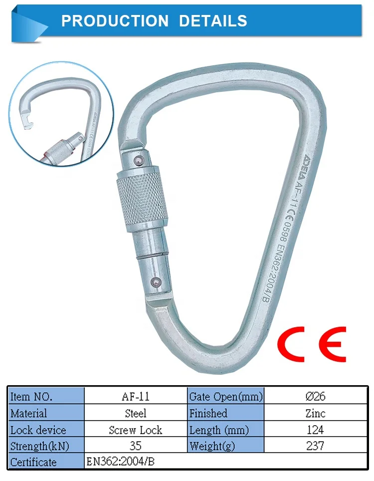 Taiwan ADELA steel screw locking carabiner