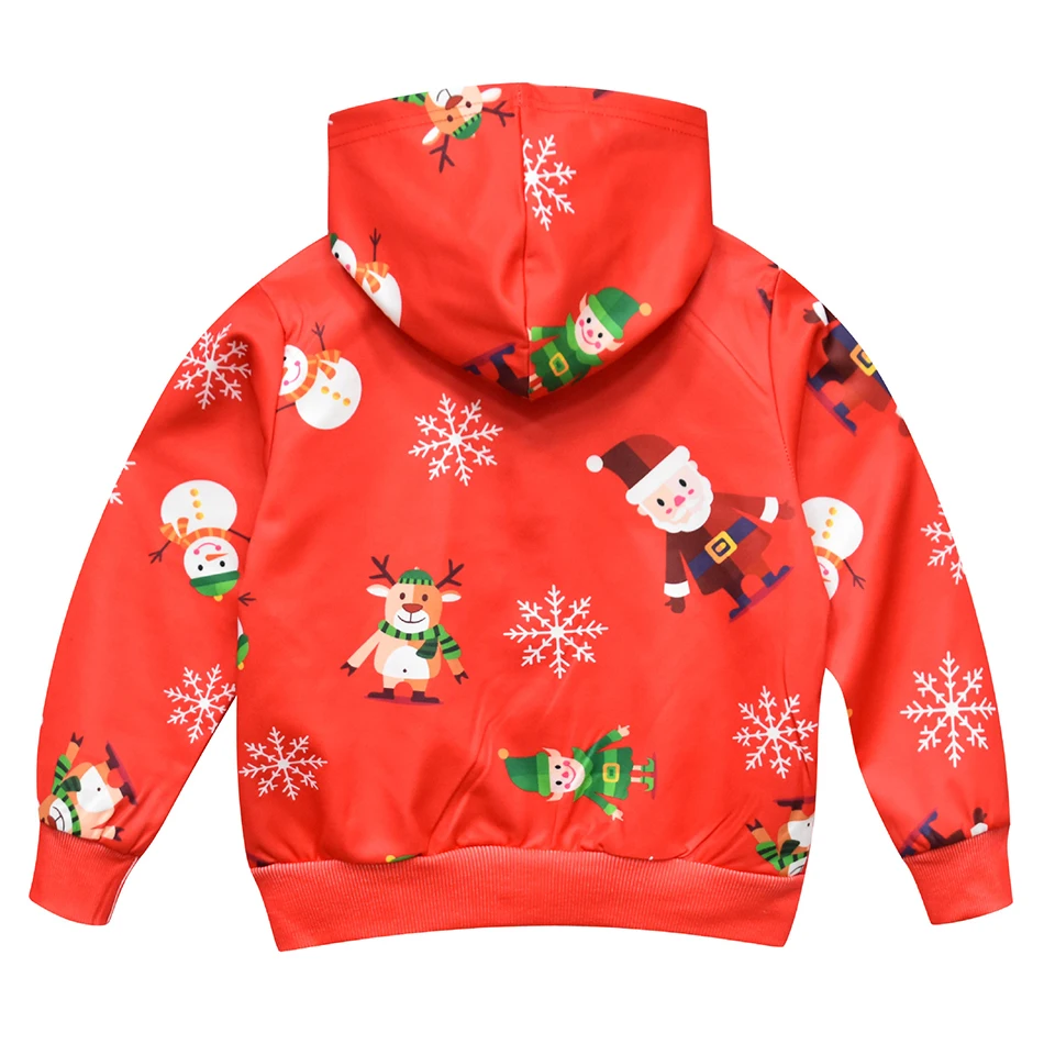 Рождественское пальто, детская одежда на осень и зиму, Рождественский кардиган на молнии с капюшоном, пальто