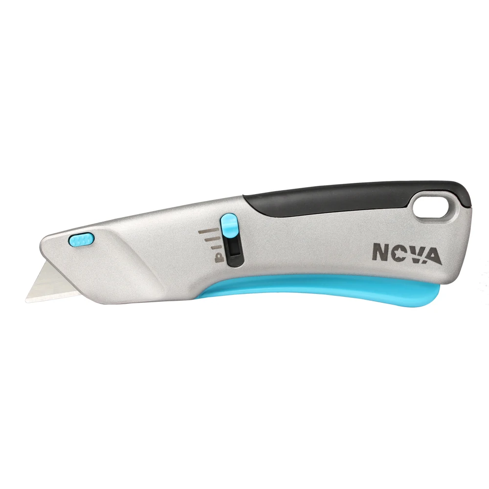 Retractable safety box cutter squeeze trigger utility knives with finger friendly