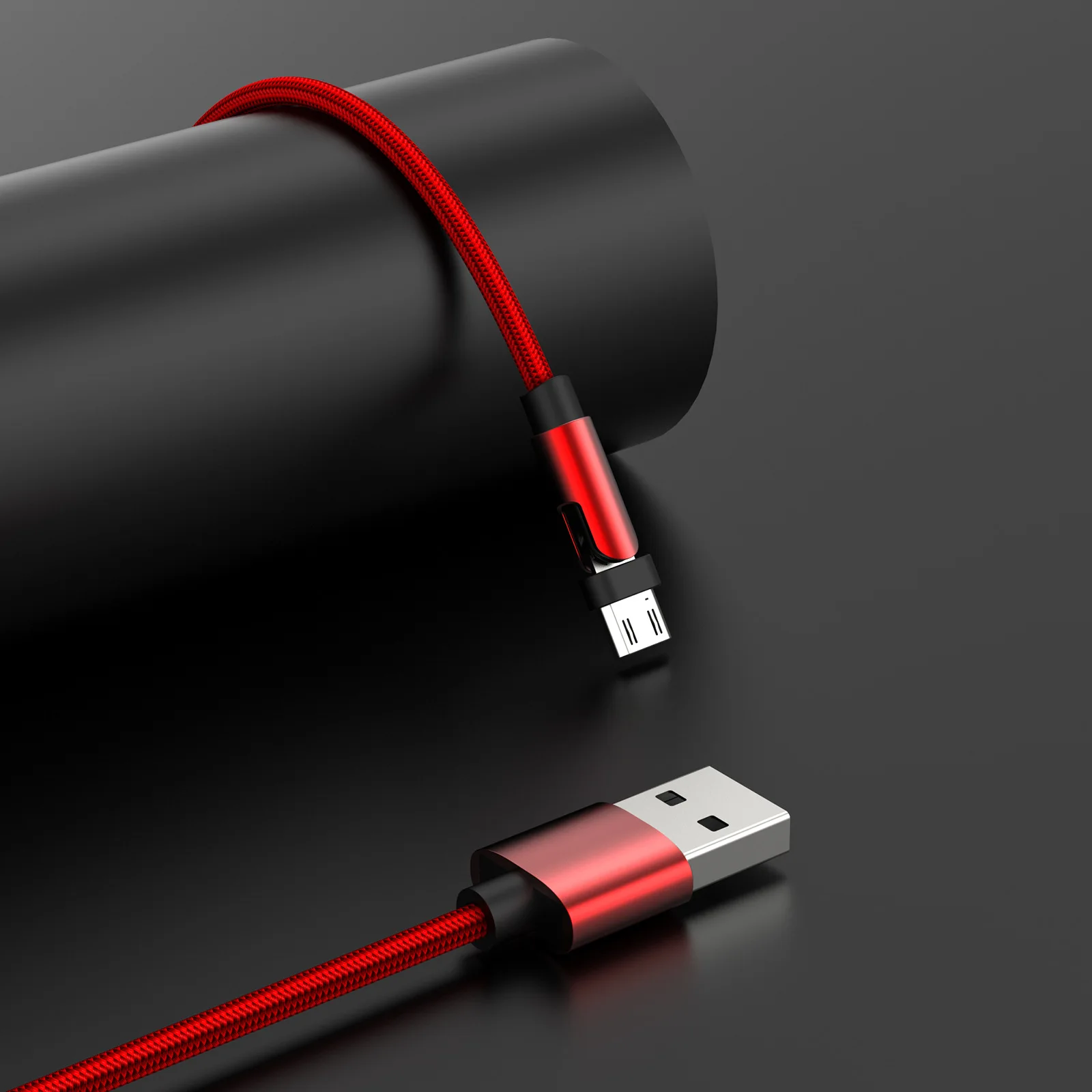 Nylon Braided 180 Rotating Fast Charging Rotatable Usb Cable Micro 5A Usb Data Cable For Iphone Charger Usb Cable