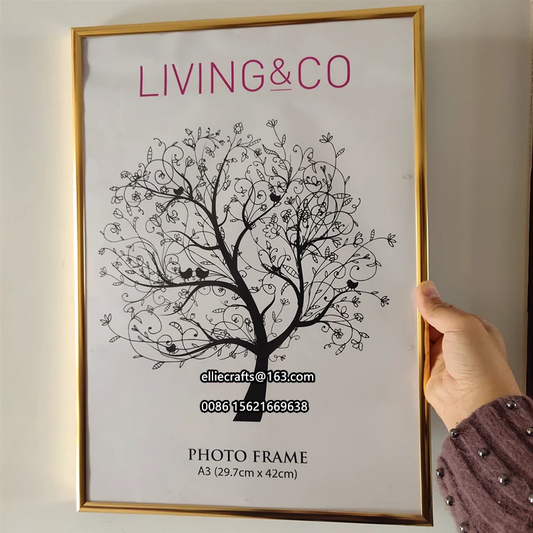 40x50 40x60 50x70 60x80 70x100cm Large Size Rose Gold Metal Aluminum photo picture frame poster frame with passeparout