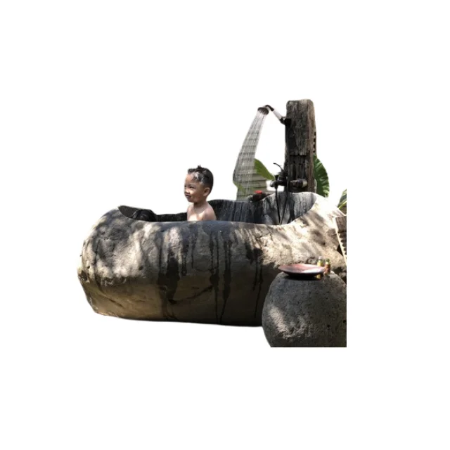 Hand Carved Stone Bathtub hand made Product Stone Bathtub and Bali for Soaking with Armrests from Indonesia