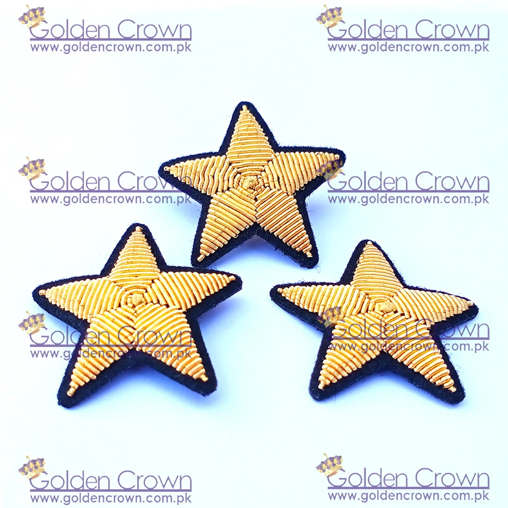 Gold Bullion Wire Embroidery Star Brooch | Wholesale Fashion Gold Bullion Embroidery Brooch