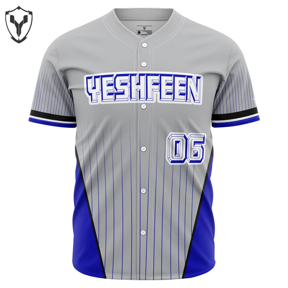 Custom Stitched Made V Neck Full Button Down Grey Red Best Double Stitched Short Sleeve 100% Polyester Softball Baseball Jersey