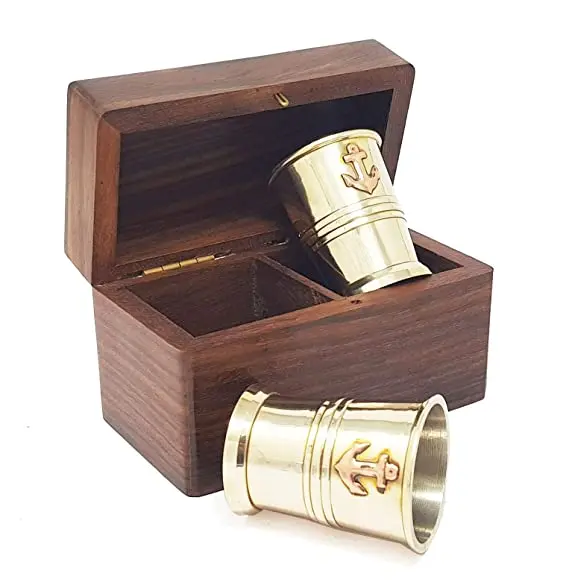 Nautical shot glass set of 2 with wooden box mini tankard short glass nautical cocktail glasses set of 2 with wood box