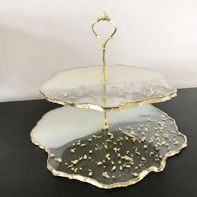 Latest Design Epoxy Cake Stand Round Shape White Pedestal Dessert Holder Wedding Party Decoration at Best Prices