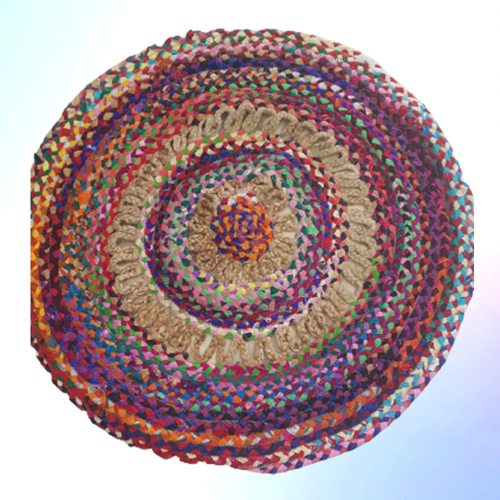 Natural Rugs and Custom Rugs in Braided Jute for Indian Manufacture used as Recycled Outdoor Rrugs