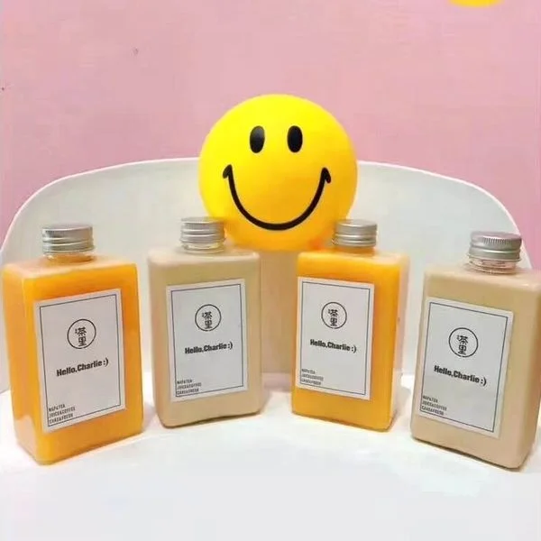 hot sale PET beverage square bottle 300ml, 500ml,600ml