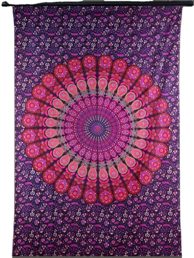 Indian Hippie Bohemian Peacock Mandala Wall Hanging Bedding Tapestry Of Purple Pink Color Use As Sofa Cover Table runners