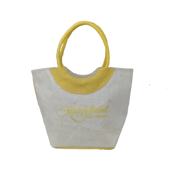 Best quality Natural jute fabric Reusable Eco Friendly Multi Color Shoulder Jute Beach Bag For Women