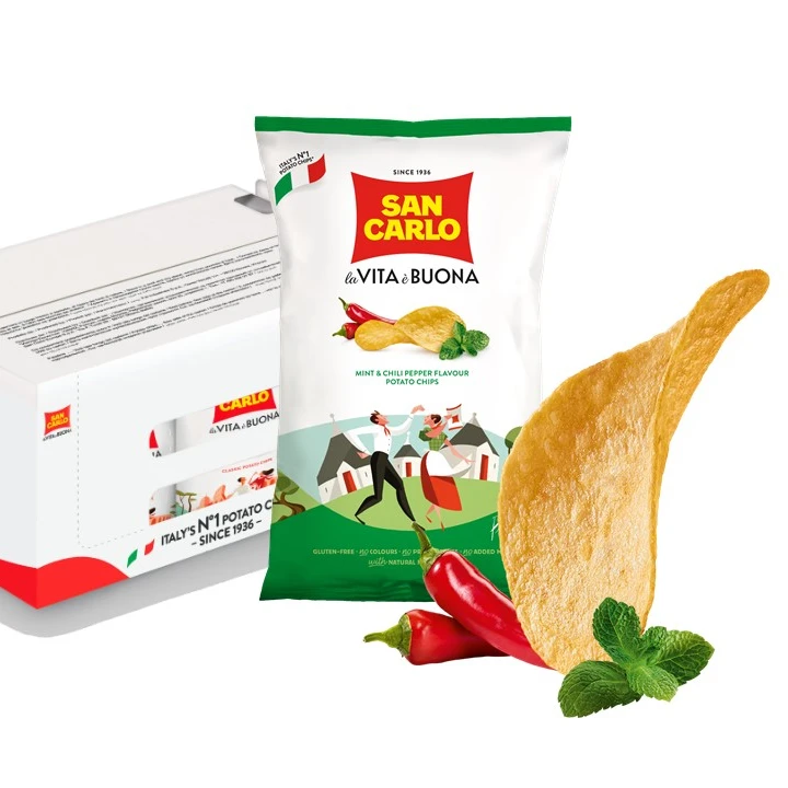 San Carlo spicy and fresh italian potato chips mint&chili flavor gr 150 regional taste