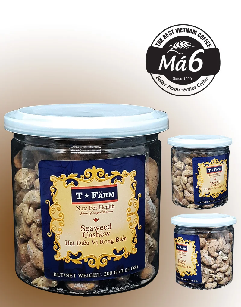 Vietnam SEAWEED Baked Dried Manufacturer Flavor Cashew Nuts Dried  CASHEW T- FARM - JAR 200GR IN Vietnam factory