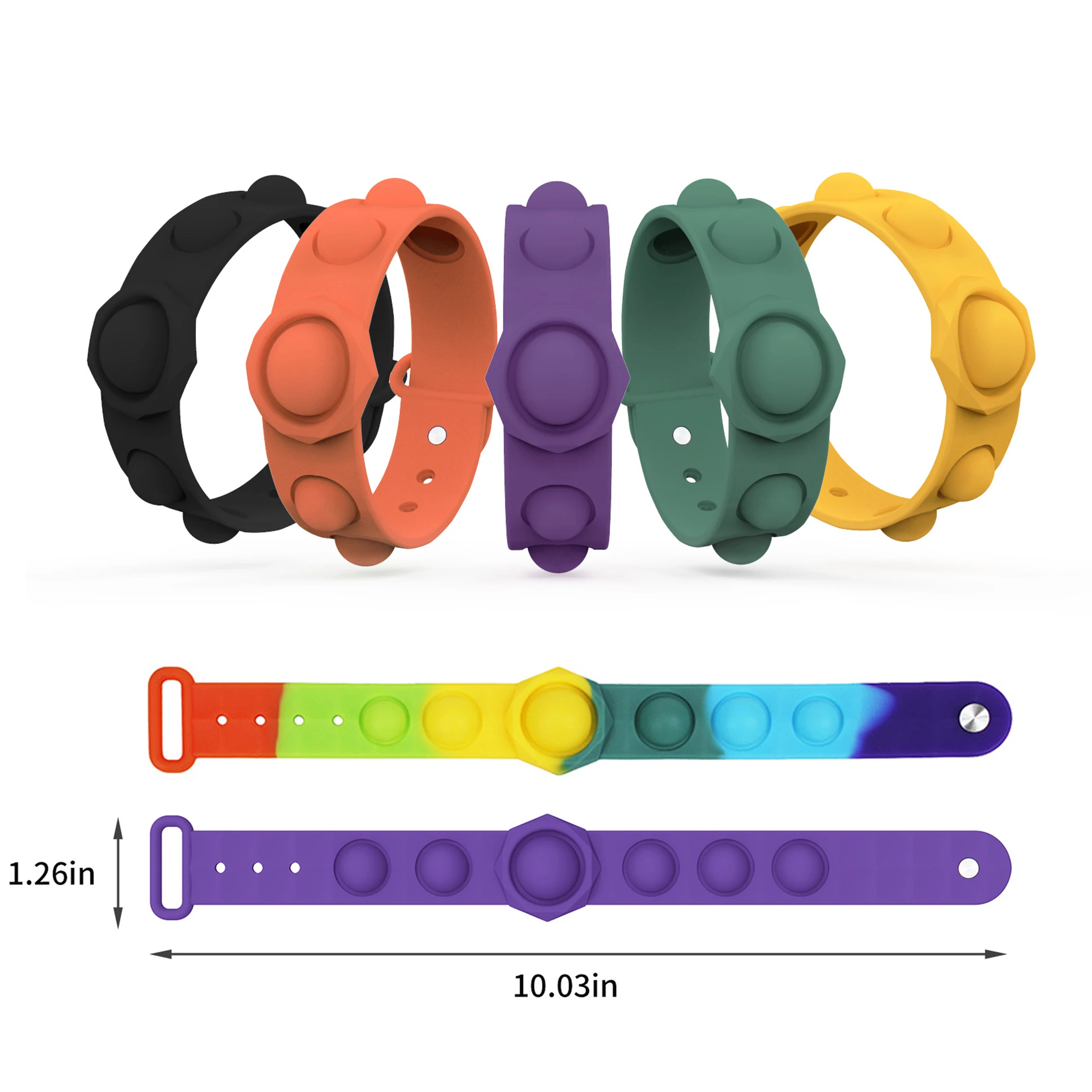New Popper Bracelet  Stress Relief Silicone Decompress Wristbands Push Poping Bubble Fidget Sensory Toys Bracelet