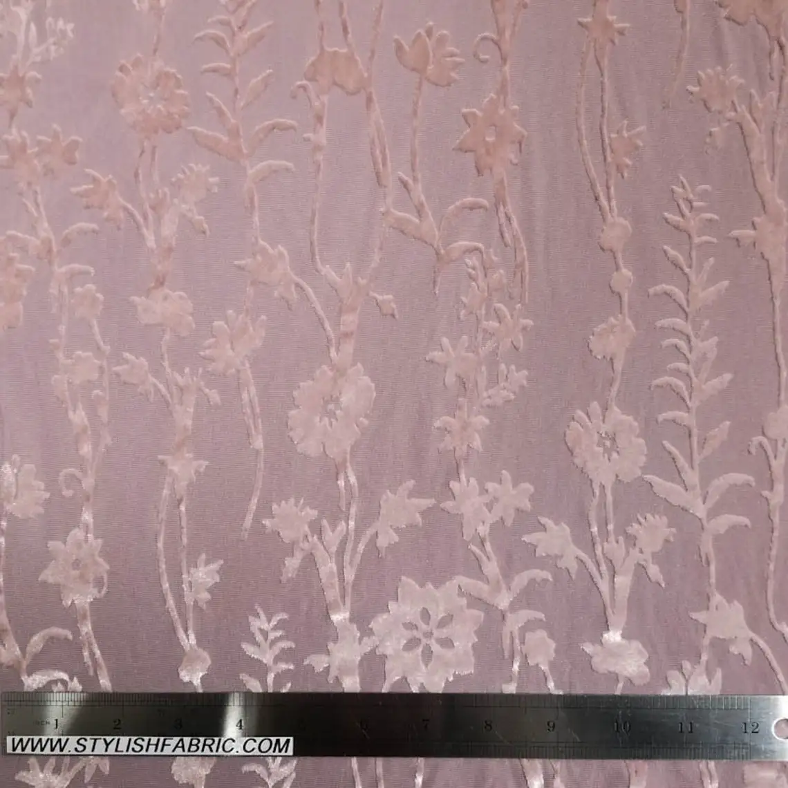 High Quality Blush Floral Damask Pattern Burnout Velvet Fabric for Wholesale- Style P-614-VELVET