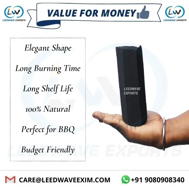 High Heating Coconut Briquette Charcoal for Barbecue Hexagonal Shape