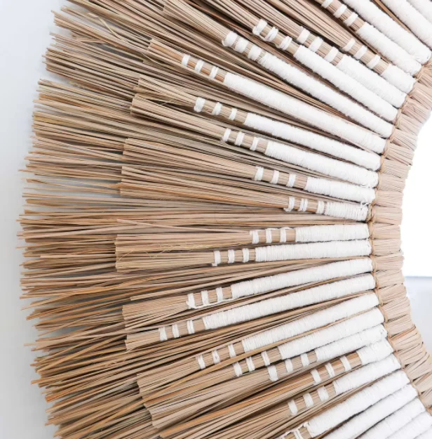 Hot selling seagrass boho mirror wall decor, Home decoration