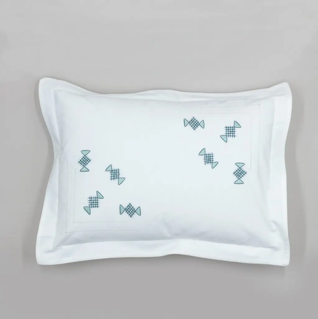 Hand embroidery bed sheet,flat sheet and pillow set 100%cotton Quang Thanh hand embroidery