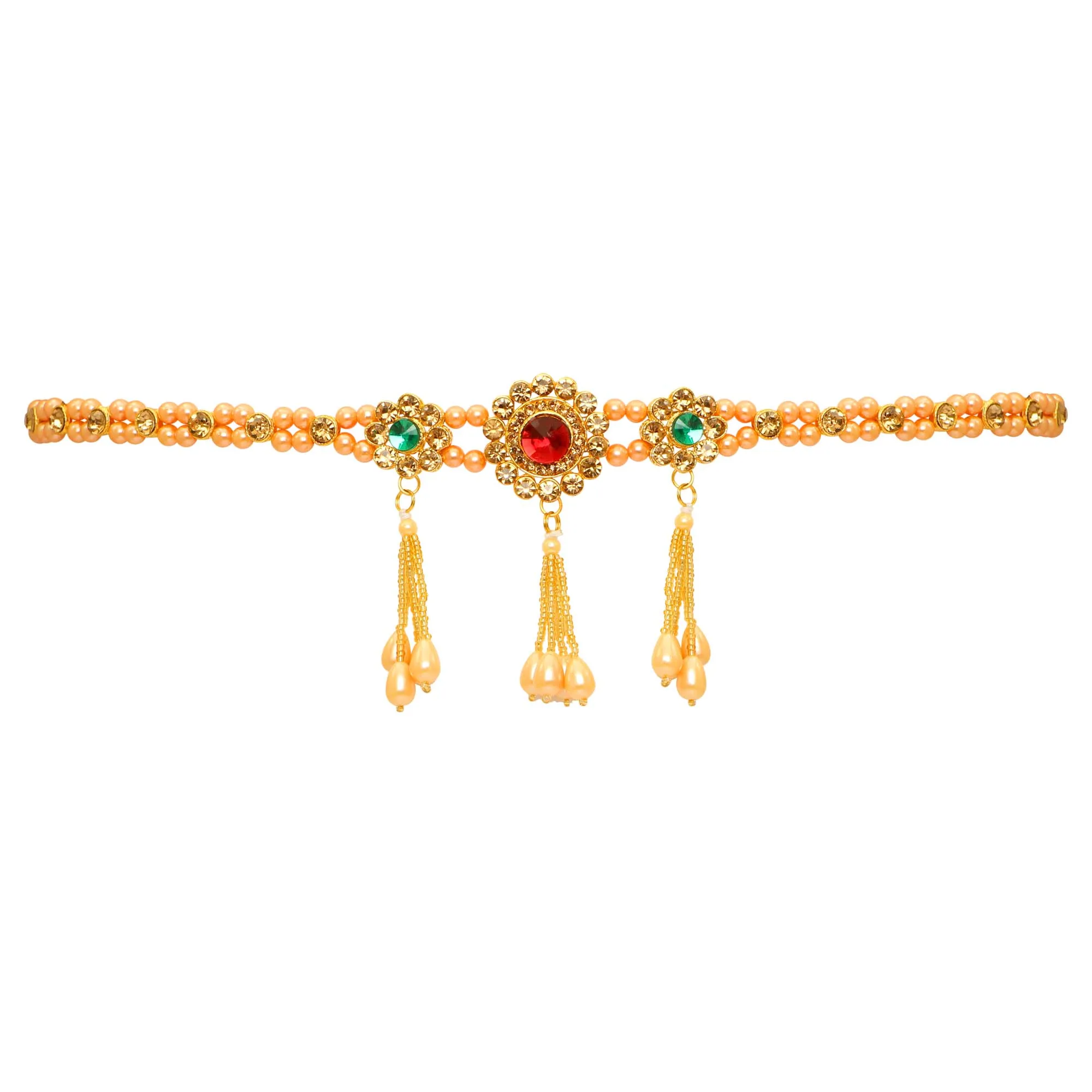 Glamorous Indian Jewelry Gold Color Glass Stone Kamarband