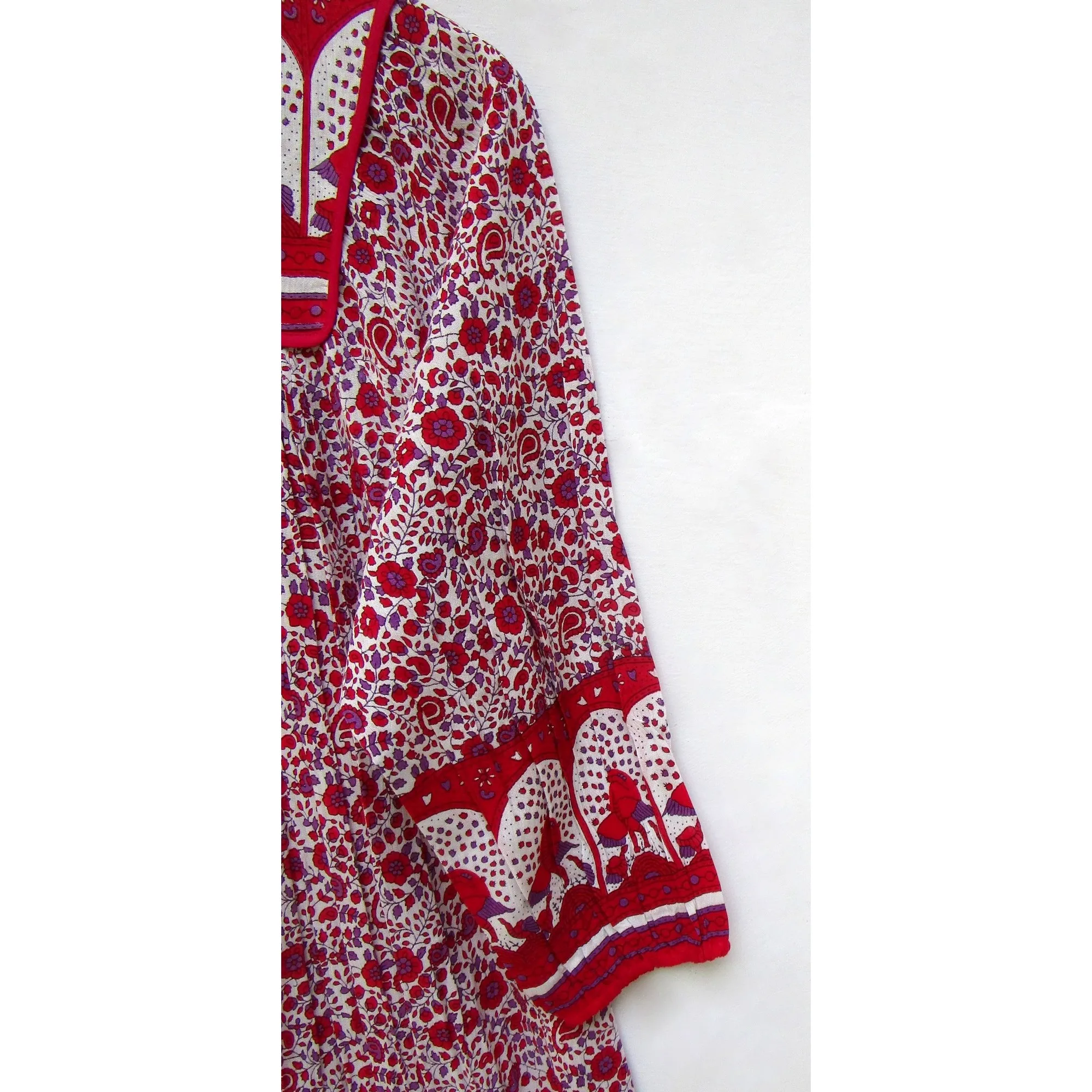 pink liberty floral printed rayon long maxi dress - Indian style collared neck maxi dress  -long sleeve maxi dress